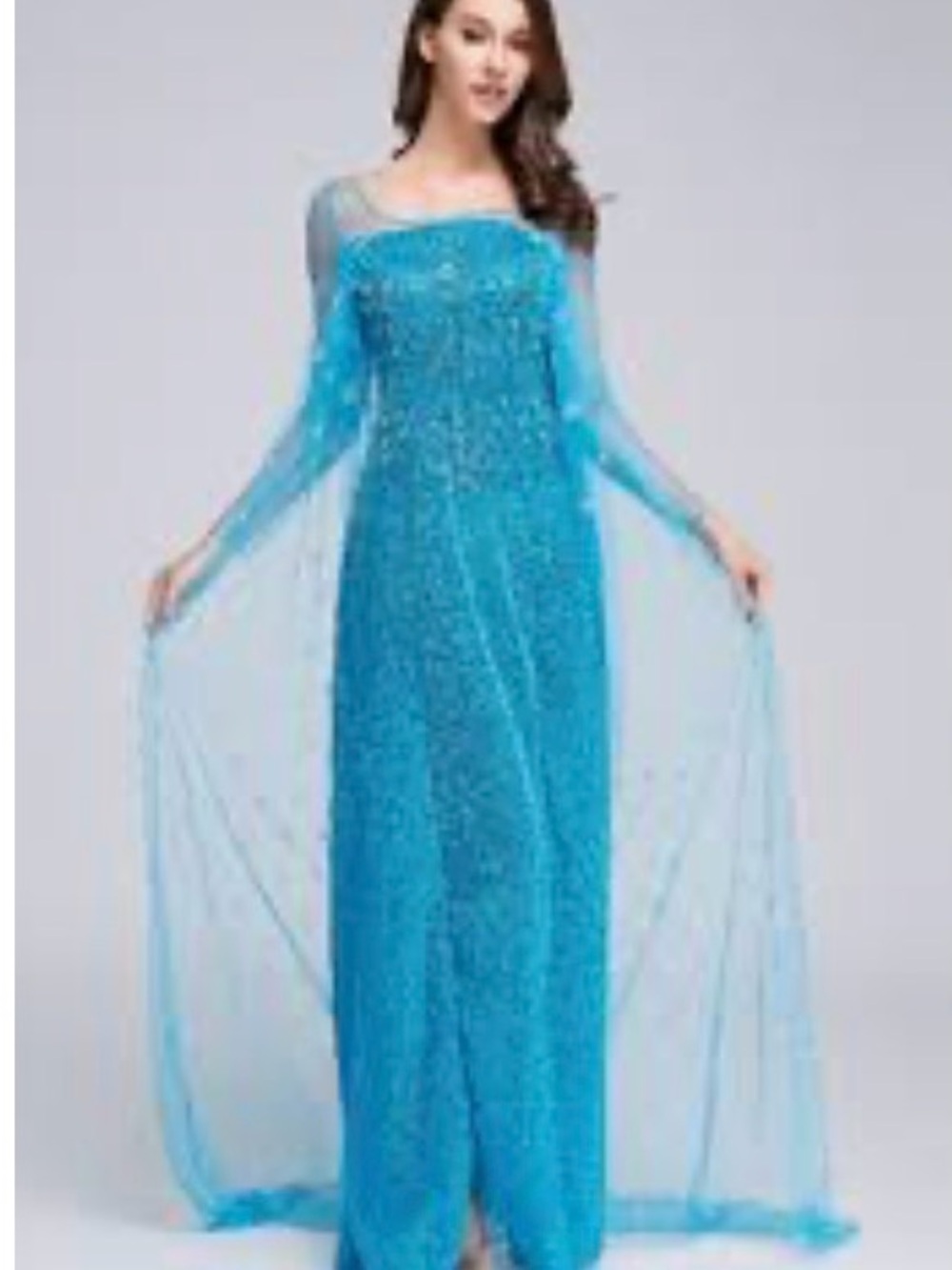 NWOT Blue Sparkle Maxi Dress with Sheer Overlay